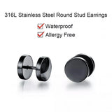 Pair Black Flat Round Barbell Plug Stud Earrings Stainless Steel Mens Gym 4-12Mm - 10mm - Extra Image
