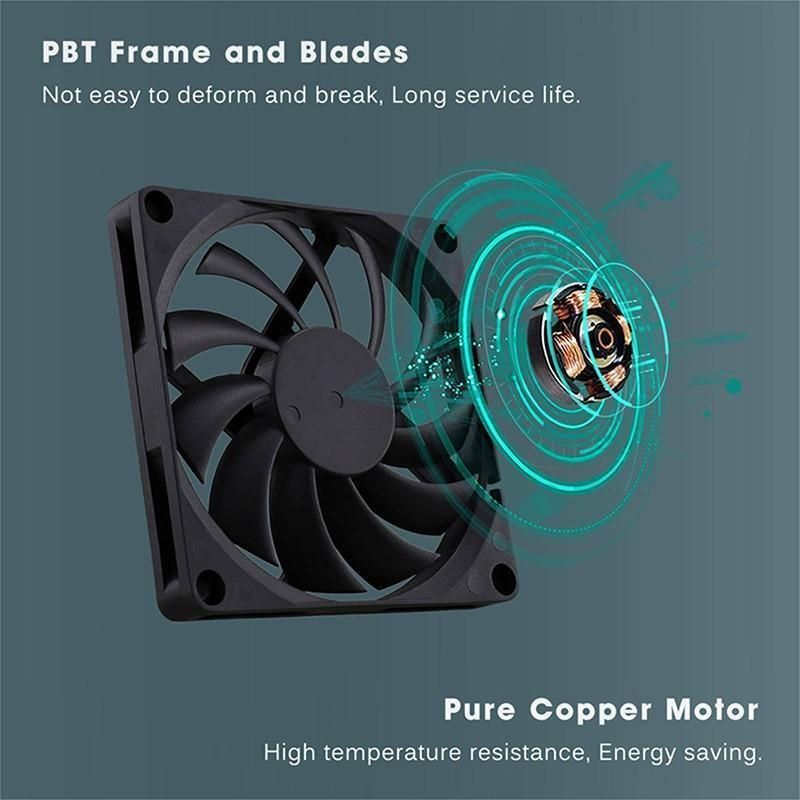 2Pcs 12V 8010 Dc Fan 2 Pin Brushless For Pc Computer Hydroponics Cooling Austock