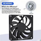 2Pcs 12V 8010 Dc Fan 2 Pin Brushless For Pc Computer Hydroponics Cooling Austock