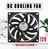 2Pcs 12V 8010 Dc Fan 2 Pin Brushless For Pc Computer Hydroponics Cooling Austock - Extra Image