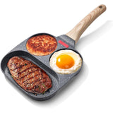 Nonstick Three in One Egg Frying Pan Skillet Breakfast Cooker for Kitchen Use - Front View