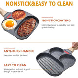 Nonstick Three in One Egg Frying Pan Skillet Breakfast Cooker for Kitchen Use - Top-Down View