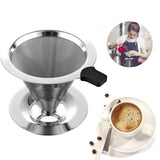 Coffee Tea Cup Drip Filter Mesh Holder Reusable Stainless Steel Pour Over Funnel - Front View