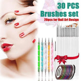30Pcs Diy Nail Art Painting Drawing Design Brushes Dotting Pen Tool Pen Kit