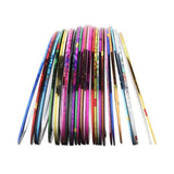 32Pcs Nail Striping Tape Metallic Laser Line Sticker Rolls Manicure Diy Mixed Au - Front View
