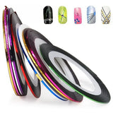 32Pcs Nail Striping Tape Metallic Laser Line Sticker Rolls Manicure Diy Mixed Au - Extra Image