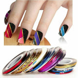 32Pcs Nail Striping Tape Metallic Laser Line Sticker Rolls Manicure Diy Mixed Au - Extra Image