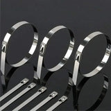 100x Stainless Steel Cable Ties SS304 Marine Grade Zip Strap Locking Wrap 100-800mm - 4.6*100mm - Low Angle