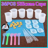 36PCS Silicone Resin Mixing Cups Jewelry Mold Kit for Epoxy UV Craft DIY Casting