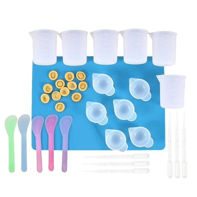 36PCS Silicone Resin Mixing Cups Jewelry Mold Kit for Epoxy UV Craft DIY Casting