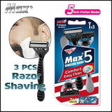 3Pcs Max 5 Blades Razor Shaving Shaver Trimmer Comfort Easy Clean Disposable Au