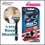 3Pcs Max 5 Blades Razor Shaving Shaver Trimmer Comfort Easy Clean Disposable Au