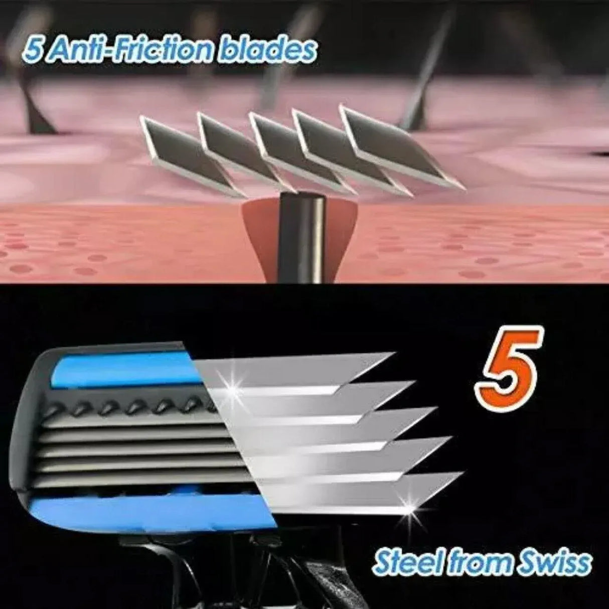 36Pcs Max 5 Blades Razor Shaving Shaver Trimmer Comfort Easy Clean Disposable