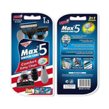 36Pcs Max 5 Blades Razor Shaving Shaver Trimmer Comfort Easy Clean Disposable - Rear View