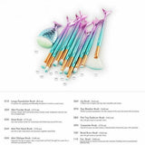 11 X Mermaid Makeup Brushes Set Fish Tail Foundation Eyeshadow Cosmetic Brush Au - Top-Down View