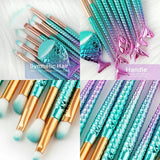 11 X Mermaid Makeup Brushes Set Fish Tail Foundation Eyeshadow Cosmetic Brush Au