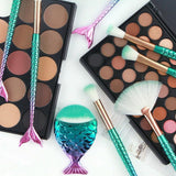 11 X Mermaid Makeup Brushes Set Fish Tail Foundation Eyeshadow Cosmetic Brush Au