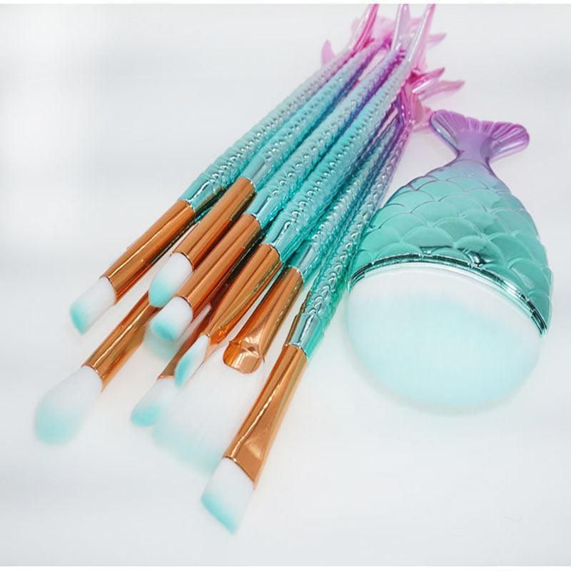 11 X Mermaid Makeup Brushes Set Fish Tail Foundation Eyeshadow Cosmetic Brush Au