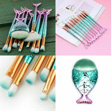 11 X Mermaid Makeup Brushes Set Fish Tail Foundation Eyeshadow Cosmetic Brush Au - Extra Image
