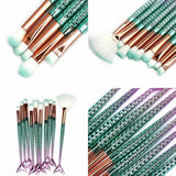 11 X Mermaid Makeup Brushes Set Fish Tail Foundation Eyeshadow Cosmetic Brush Au - Extra Image