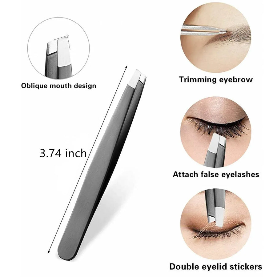 3PCS Stainless Steel Slanted Tip Eyebrow  Set for Facial Hair and Beauty Care