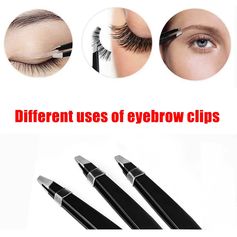 3PCS Stainless Steel Slanted Tip Eyebrow  Set for Facial Hair and Beauty Care