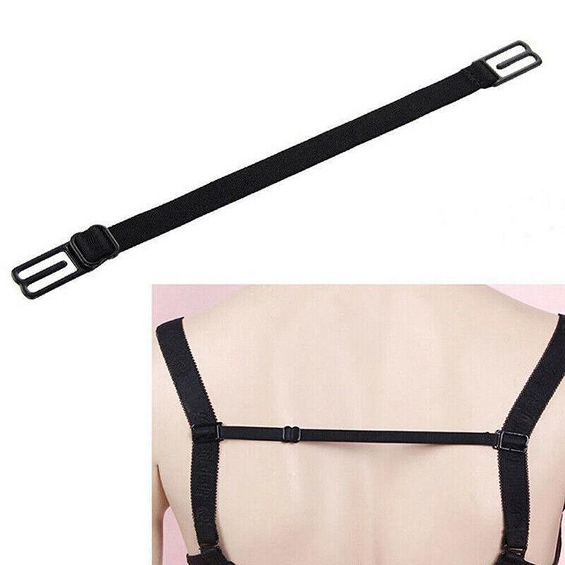 3Pcs Lady Nonslip Elastic Adjustable Band Bra Strap Holder Strap Racer Back Clip - Black