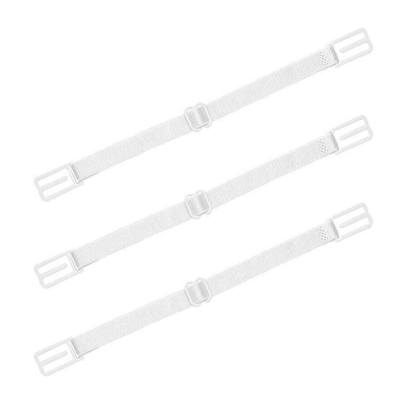 3Pcs Lady Nonslip Elastic Adjustable Band Bra Strap Holder Strap Racer Back Clip - White
