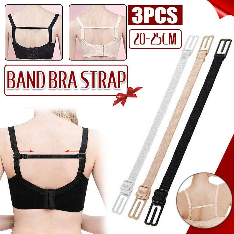3Pcs Lady Nonslip Elastic Adjustable Band Bra Strap Holder Strap Racer Back Clip - White