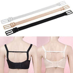 3Pcs Lady Nonslip Elastic Adjustable Band Bra Strap Holder Strap Racer Back Clip - White
