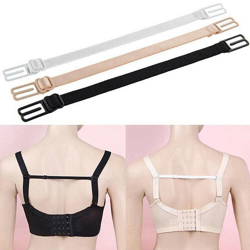 3Pcs Lady Nonslip Elastic Adjustable Band Bra Strap Holder Strap Racer Back Clip - White