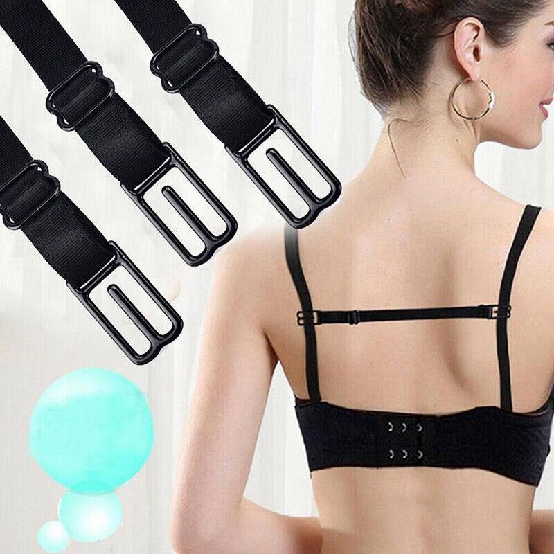 3Pcs Lady Nonslip Elastic Adjustable Band Bra Strap Holder Strap Racer Back Clip - White