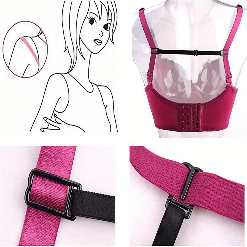 3Pcs Lady Nonslip Elastic Adjustable Band Bra Strap Holder Strap Racer Back Clip - White