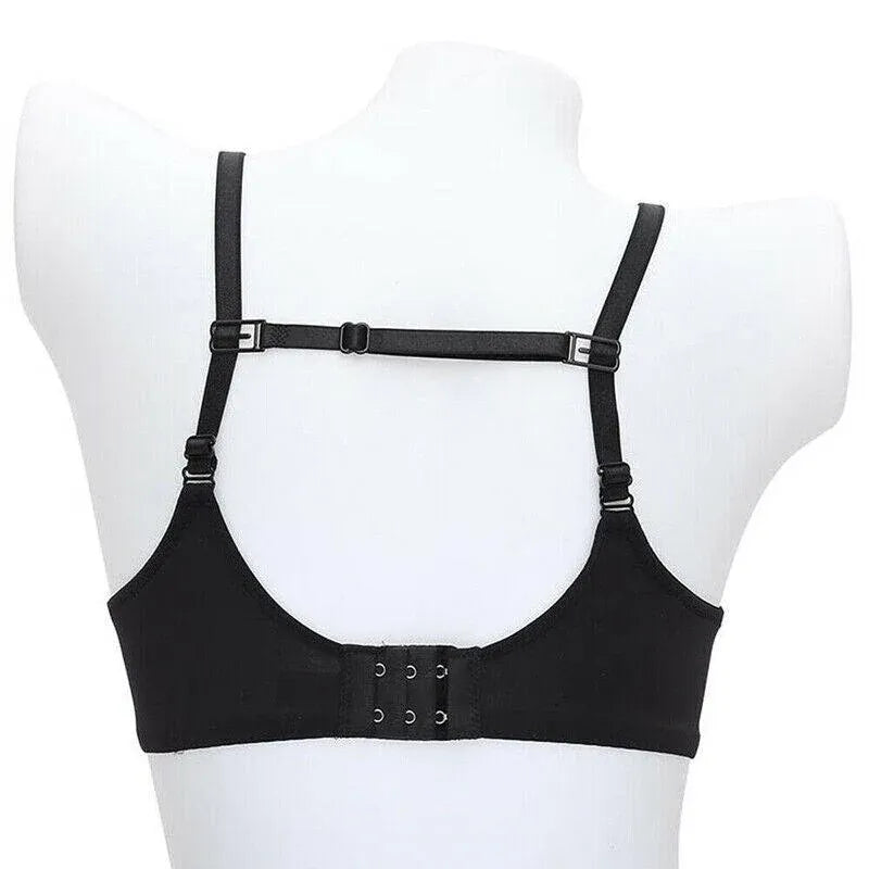 3Pcs Lady Nonslip Elastic Adjustable Band Bra Strap Holder Strap Racer Back Clip - White