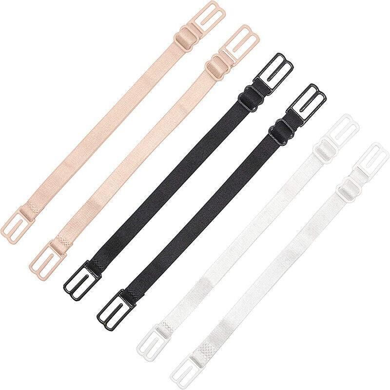 3Pcs Lady Nonslip Elastic Adjustable Band Bra Strap Holder Strap Racer Back Clip - White