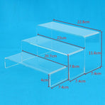 3Pcs Transparent Organiser for Shoes or Cosmetics Clear Acrylic Display Stand Set