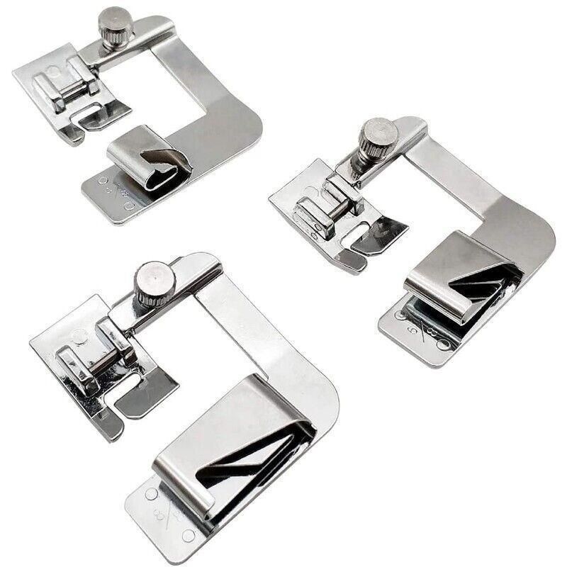 3Pcs Wide Rolled Hem Hemmer Foot For Domestic Sewing Machines Snap On Presser Au