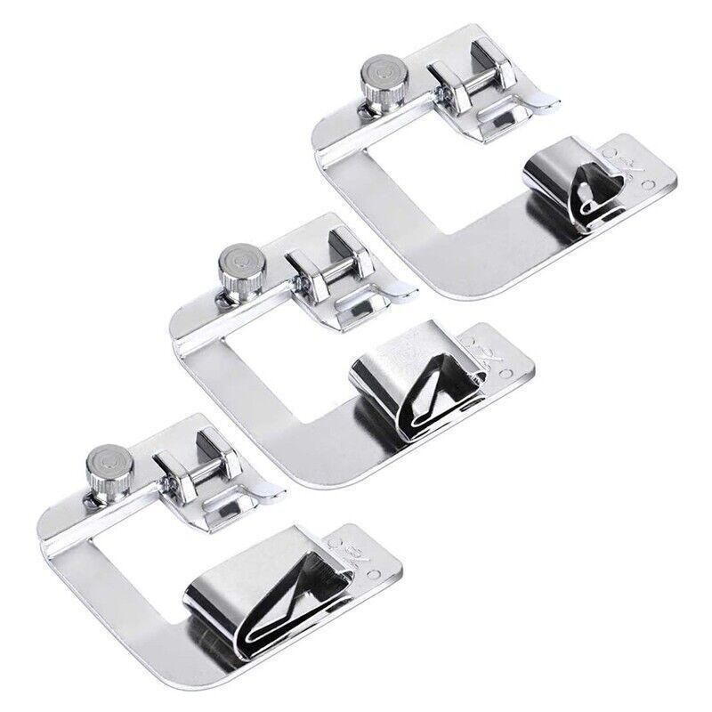 3Pcs Wide Rolled Hem Hemmer Foot For Domestic Sewing Machines Snap On Presser Au