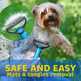 Dog Pet Cat Grooming Comb Brush Undercoat Rake Dematting Deshedding Trimmer Tool - 45-Degree Angle