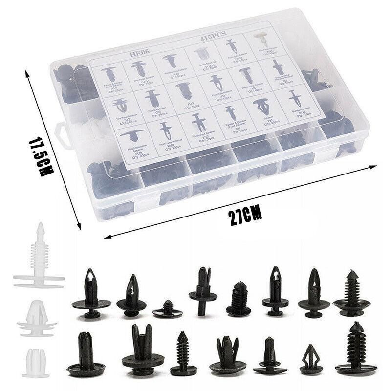 415Pcs Car Body Push Retainer Pin Rivet Trim Plastic Clips Panel Moulding Kit