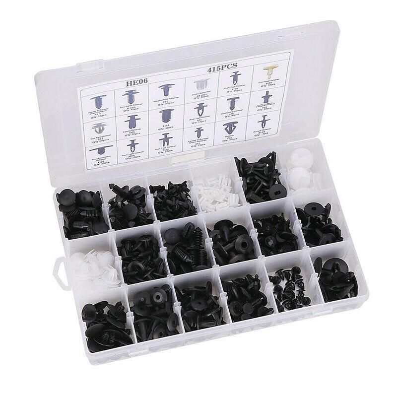415Pcs Car Body Push Retainer Pin Rivet Trim Plastic Clips Panel Moulding Kit