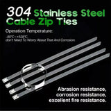 20pk Stainless Steel S304 Marine Cable Ties Zip Strap Lock - Rear View