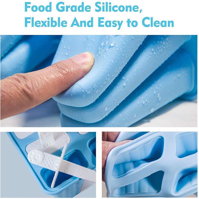 Silicone Ice Cream Mould Block Frozen Molds Icy Pole Jelly Popsicle - Green-4Grid