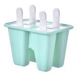 Silicone Ice Cream Mould Block Frozen Molds Icy Pole Jelly Popsicle - Pink-4Grid - Low Angle