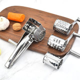 Rotary Cheese Grater Stainless Steel 4 Blade Set Kitchen Slicer - Top-Down View