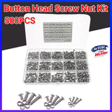 500x M3/M4/M5 Stainless Steel Hex Socket Button Head Bolts Screws Nuts Kit