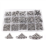 500x M3/M4/M5 Stainless Steel Hex Socket Button Head Bolts Screws Nuts Kit - Front View