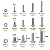 500x M3/M4/M5 Stainless Steel Hex Socket Button Head Bolts Screws Nuts Kit - Side View