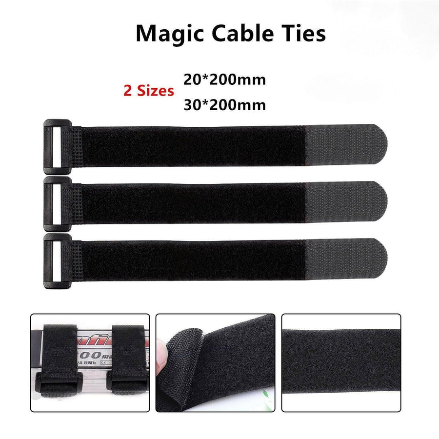 Magic Cable Ties Reusable Winder Coded Organiser Cords Hook Loop Black - 20*300mm  50PCS