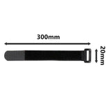 Magic Cable Ties Reusable Winder Coded Organiser Cords Hook Loop Black - 20*300mm  50PCS - Close-Up Angle